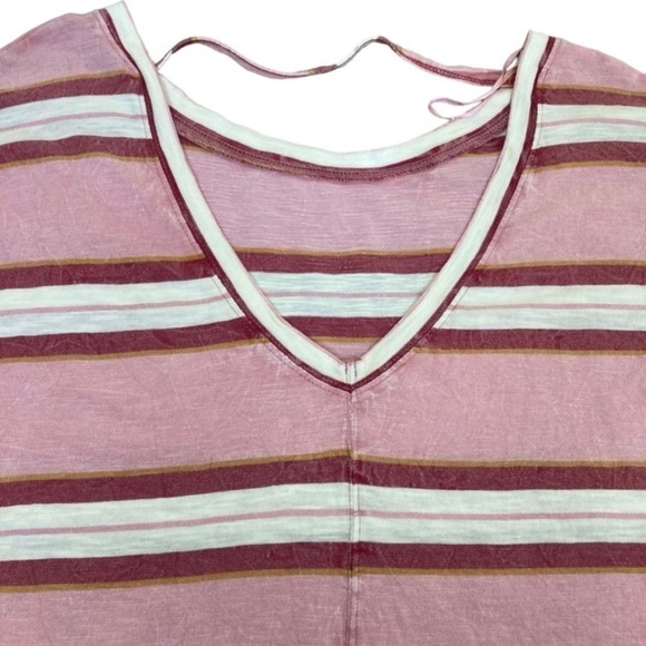 Anthropologie Pilcro Ruffled Open-Back Slouchy Oversized Shoulder Top Striped - Picture 9 of 16